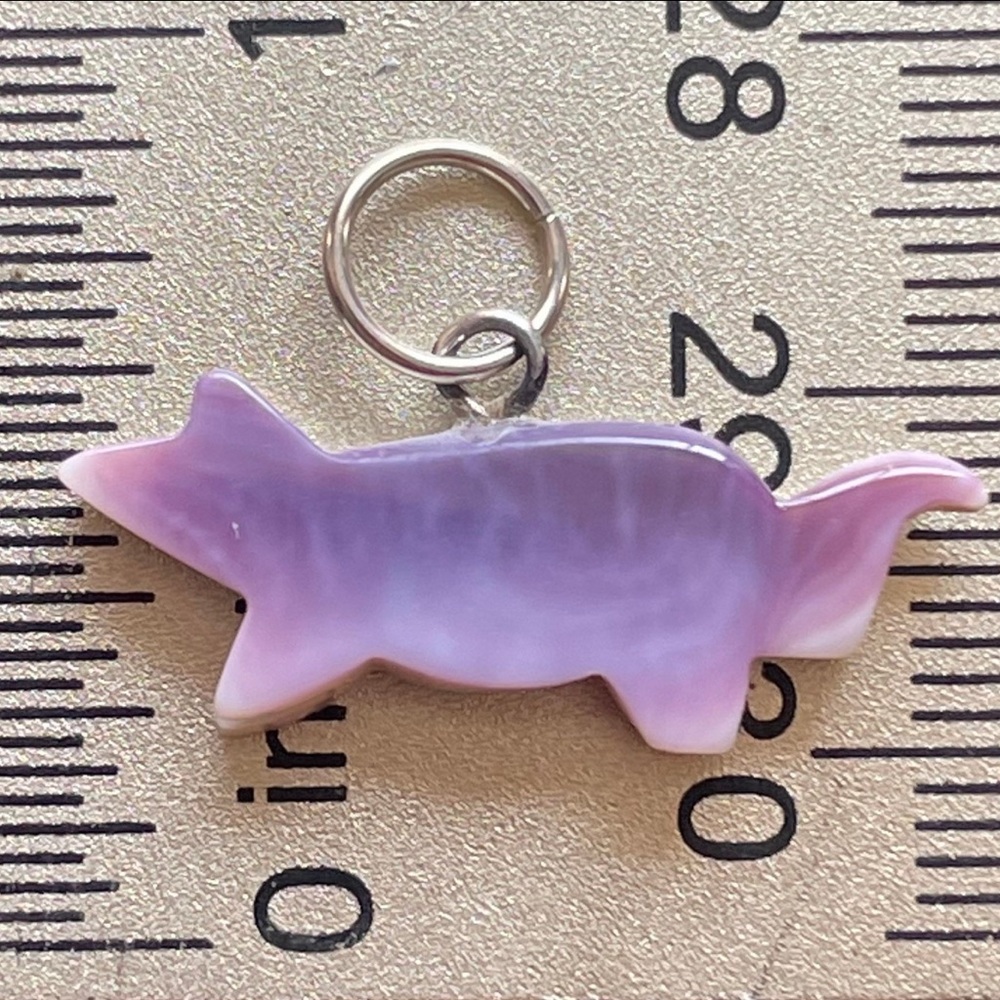 Fox pendant wampum quahog sterling silver P3349